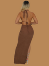 TAKE ME OUT DRAPE MAXI SKIRT SET BROWN