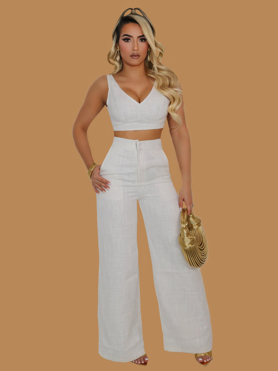 BEACHY DINNER LINEN PANT SET