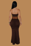 MOCHA MIRAGE STRAPLESS MAXI DRESS