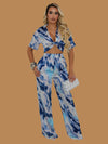 BLUE SHADE SATIN PANT SET