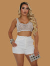 SILVER CROCHET CROPPED TOP