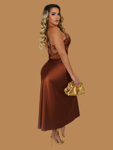  GLAMMED UP SILKY MIDI DRESS