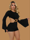 VACAY ME FLARE SLEEVES ROMPER BLACK