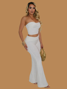  TWISTED DETAIL WIDE LEG PANT SET