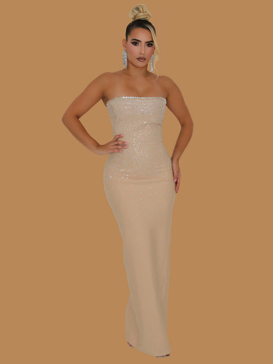 DIAMONDS DANCING BANDAGE MAXI DRESS