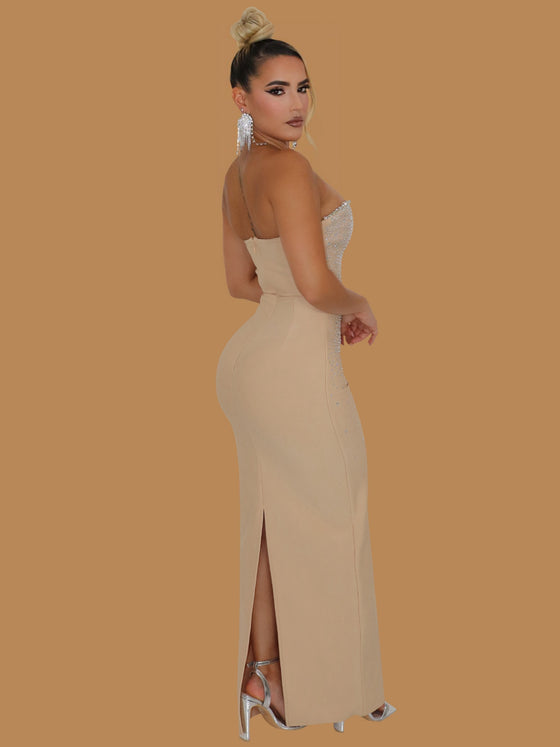 DIAMONDS DANCING BANDAGE MAXI DRESS