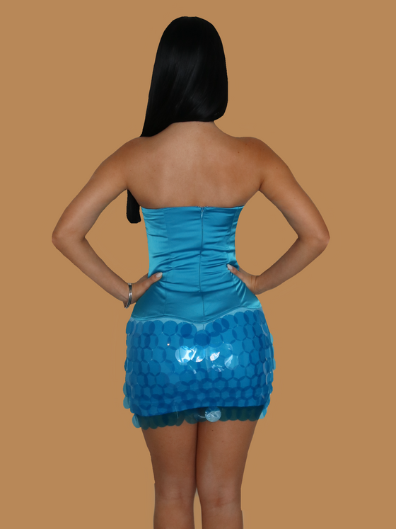 EXTRA CORSET SEQUIN MINI DRESS
