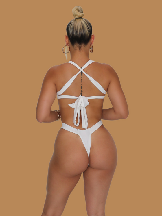 CAICOS HIGH WAIST THONG BIKINI WHITE