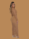 LONDON NIGHT MESH MAXI DRESS NUDE