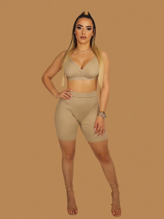 LUNCH DATE RIBBED SHORT SET