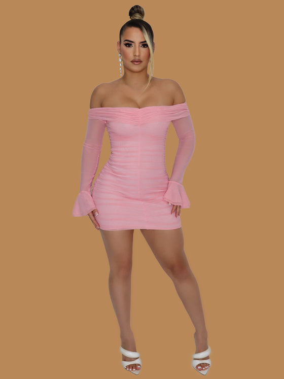 CLASSY MESH DRESS PINK