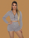 CROP HOODIE SHORT SET