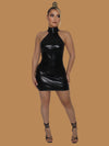 HALTER LEATHER DRESS