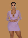 LILAC MESH LACE UP DRESS