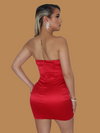 HOLIDAZE SATIN MINI DRESS RED