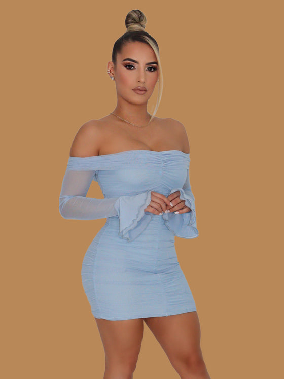 CLASSY MESH DRESS BLUE